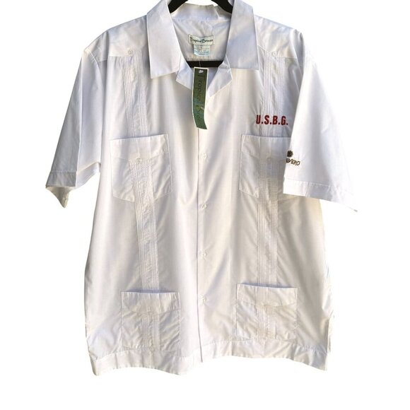 Tropical Breeze Acavero Mens White USBG Embroidered Guayabera Shirt New XL - Picture 1 of 10